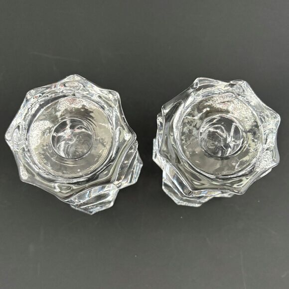 Orrefors Lars Hellsten Capella Candle Holders Crystal Sweden Textured Vintage - Picture 2 of 5
